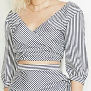 ALI & JAY  Striped Cocktails Please 3/4 Sleeve‎ Top Zip up Back Size Medium